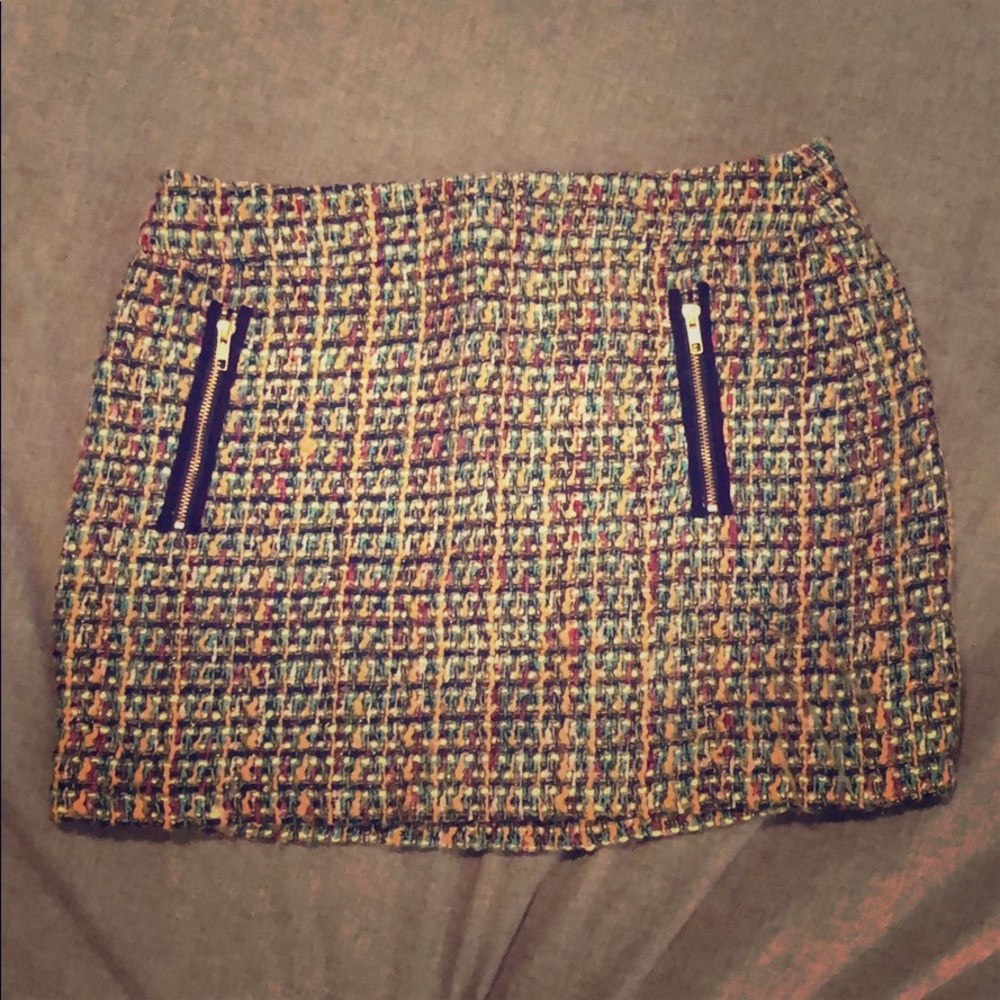 J.Crew wool skirt with gold stitching